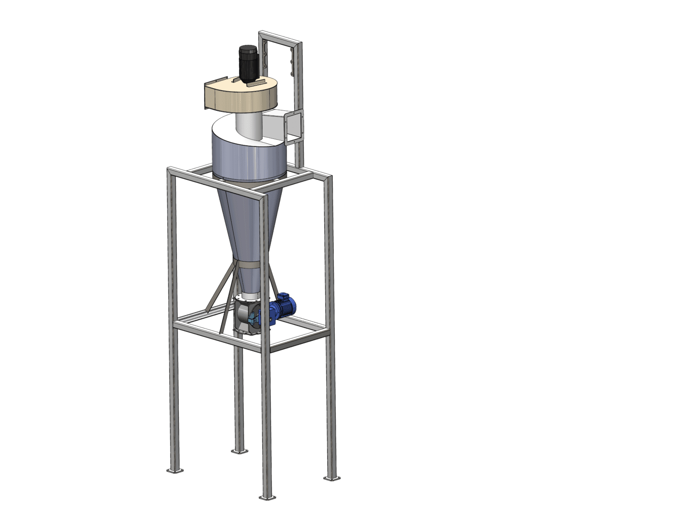 3D model of a cone shaped industrial mixer.