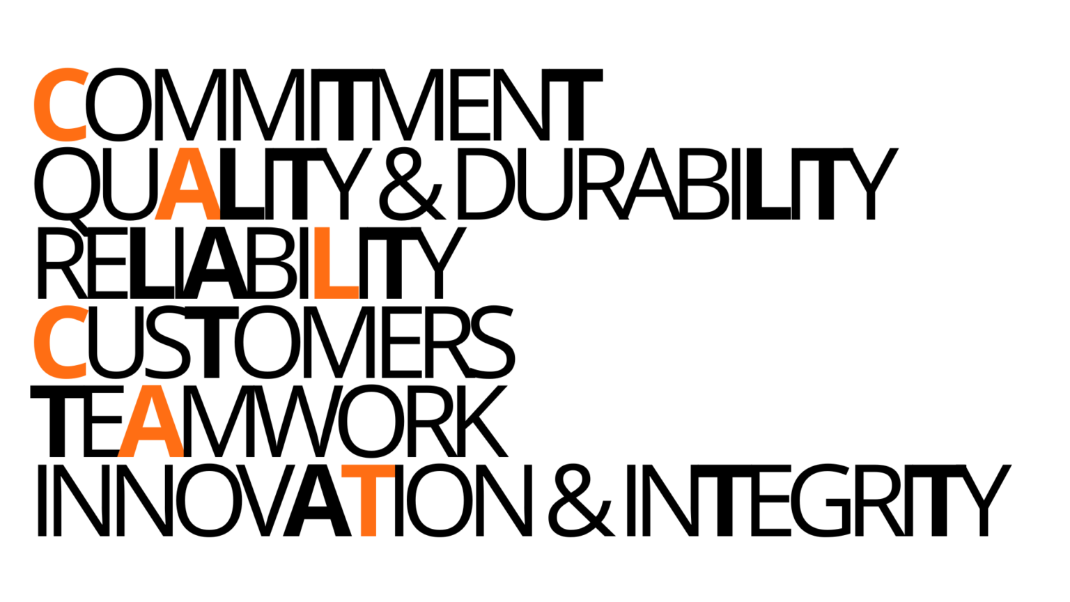 Company values: commitment, quality, integrity.